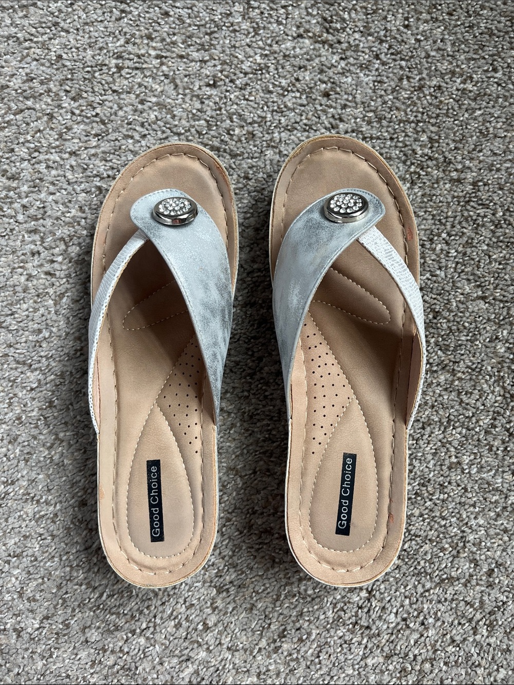 Silver Rhinestone Thong Sandals - Picture 3 of 6